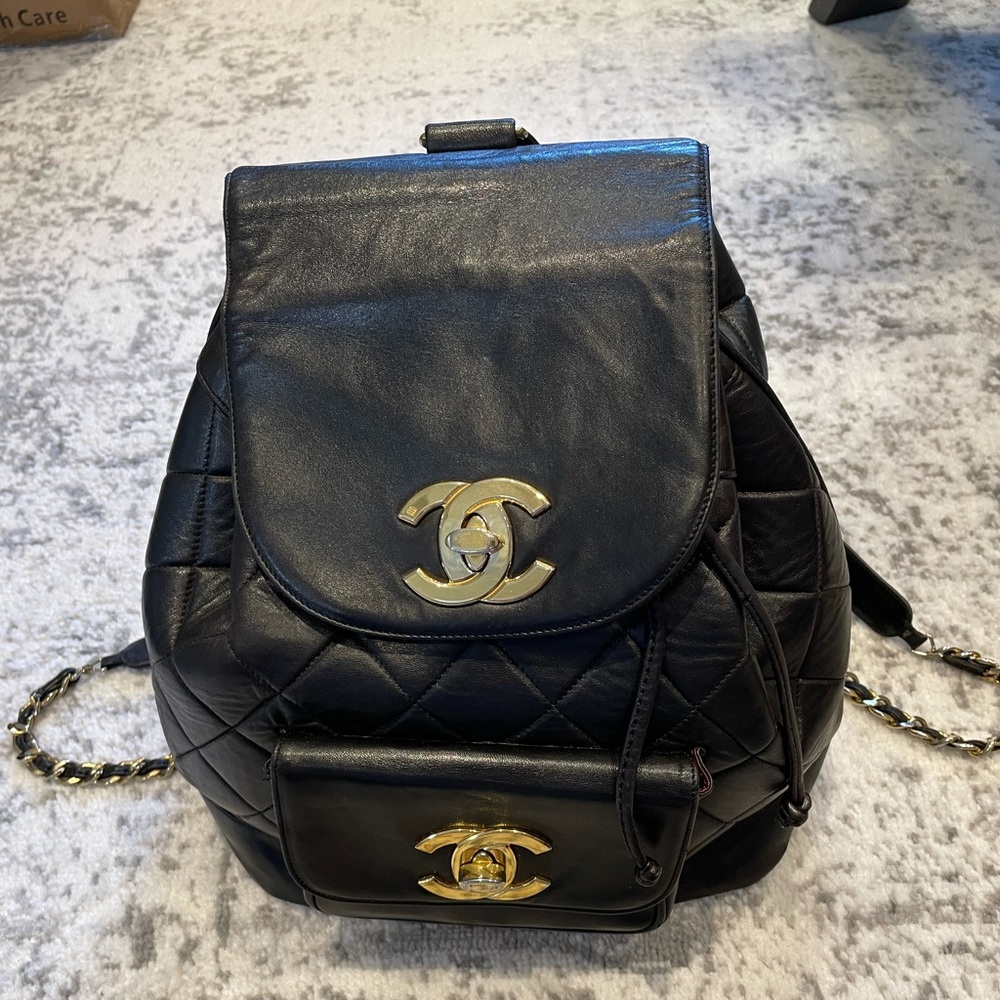 Vintage Authentic Chanel backpack CC logo